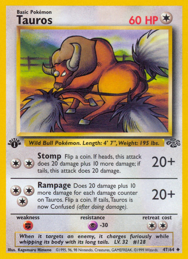 Tauros (47/64) [Jungle 1st Edition] | The Gaming-Verse