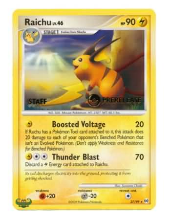 Raichu (27/99) (Staff Prerelease Promo) [Nintendo: Black Star Promos] | The Gaming-Verse