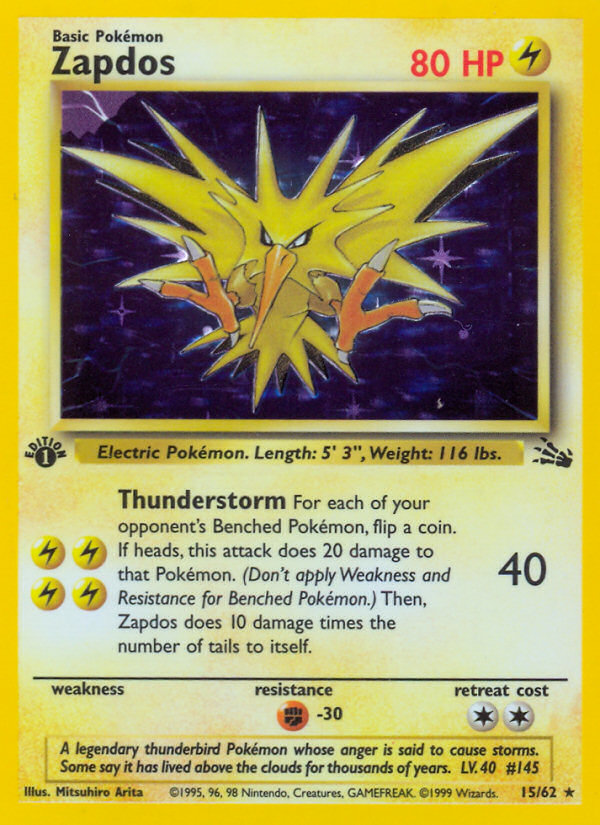 Zapdos (15/62) [Fossil 1st Edition] | The Gaming-Verse