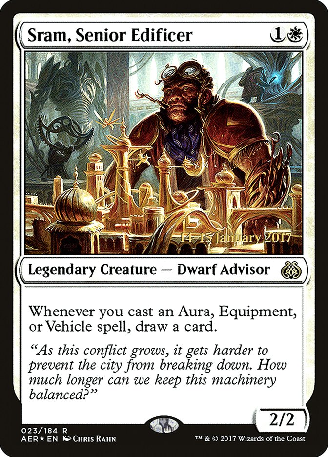 Sram, Senior Edificer  (Prerelease) [Aether Revolt Prerelease Promos] | The Gaming-Verse