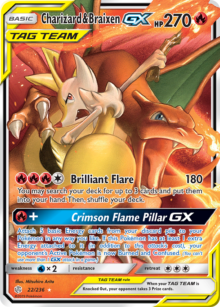 Charizard & Braixen GX (22/236) [Sun & Moon: Cosmic Eclipse] | The Gaming-Verse