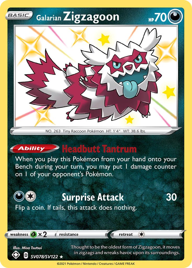 Galarian Zigzagoon (SV078/SV122) [Sword & Shield: Shining Fates] | The Gaming-Verse