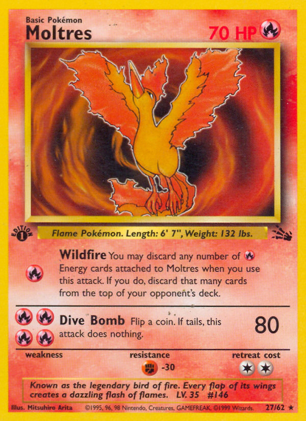 Moltres (27/62) [Fossil 1st Edition] | The Gaming-Verse