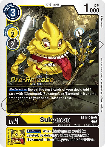 Sukamon [BT11-040] [Dimensional Phase Pre-Release Promos] | The Gaming-Verse