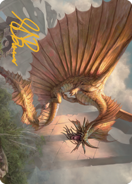 Ancient Gold Dragon Art Card (28) (Gold-Stamped Signature) [Commander Legends: Battle for Baldur's Gate Art Series] | The Gaming-Verse