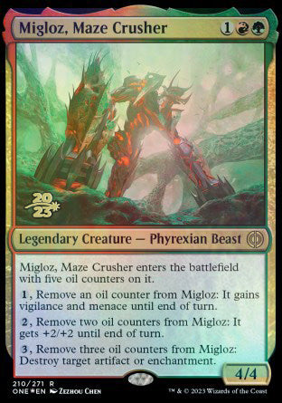 Migloz, Maze Crusher [Phyrexia: All Will Be One Prerelease Promos] | The Gaming-Verse