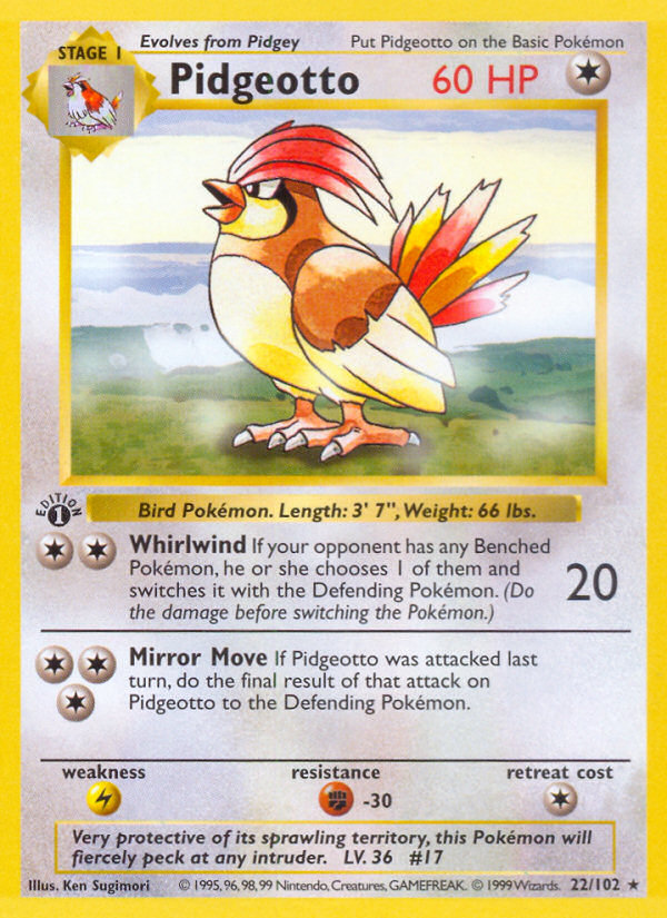 Pidgeotto (22/102) (Shadowless) [Base Set 1st Edition] | The Gaming-Verse