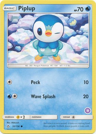 Piplup (32/156) (Deck Exclusive #11) [Sun & Moon: Trainer Kit - Alolan Sandslash] | The Gaming-Verse