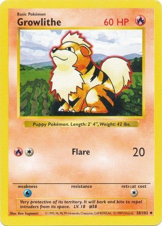 Growlithe (28/102) [Base Set Shadowless Unlimited] | The Gaming-Verse