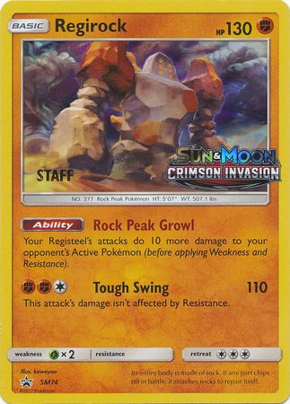 Regirock (SM74) (Staff Prerelease Promo) [Sun & Moon: Black Star Promos] | The Gaming-Verse