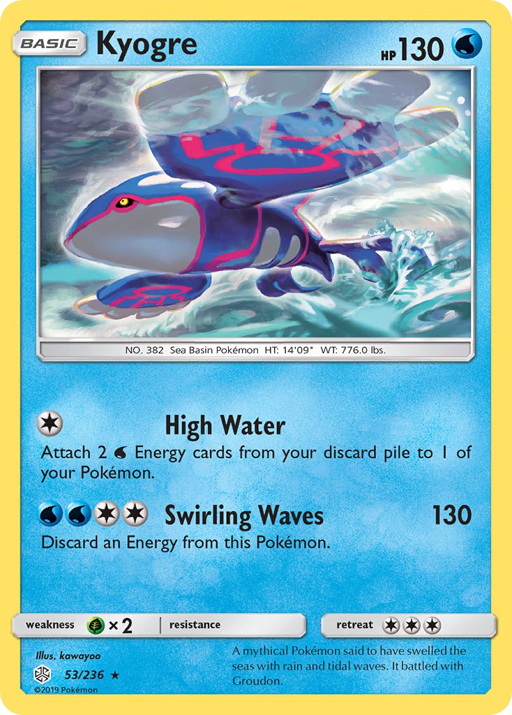 Kyogre (53/236) (Cracked Ice Holo) (Theme Deck Exclusive) [Sun & Moon: Cosmic Eclipse] | The Gaming-Verse