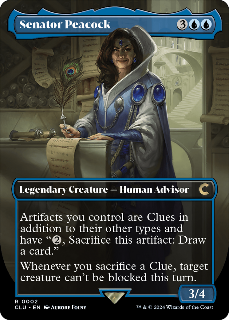 Senator Peacock (Borderless) [Ravnica: Clue Edition] | The Gaming-Verse