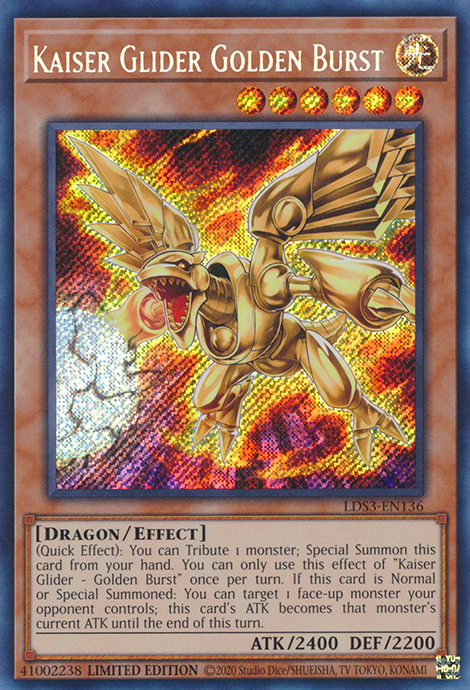 Kaiser Glider Golden Burst [LDS3-EN136] Secret Rare | The Gaming-Verse