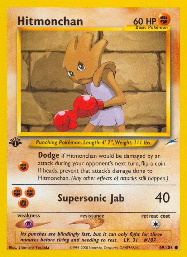 Hitmonchan (69/105) [Neo Destiny 1st Edition] | The Gaming-Verse