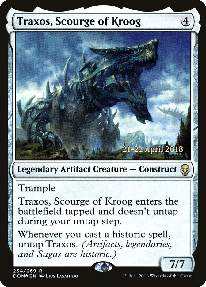 Traxos, Scourge of Kroog  (Prerelease) [Dominaria Prerelease Promos] | The Gaming-Verse