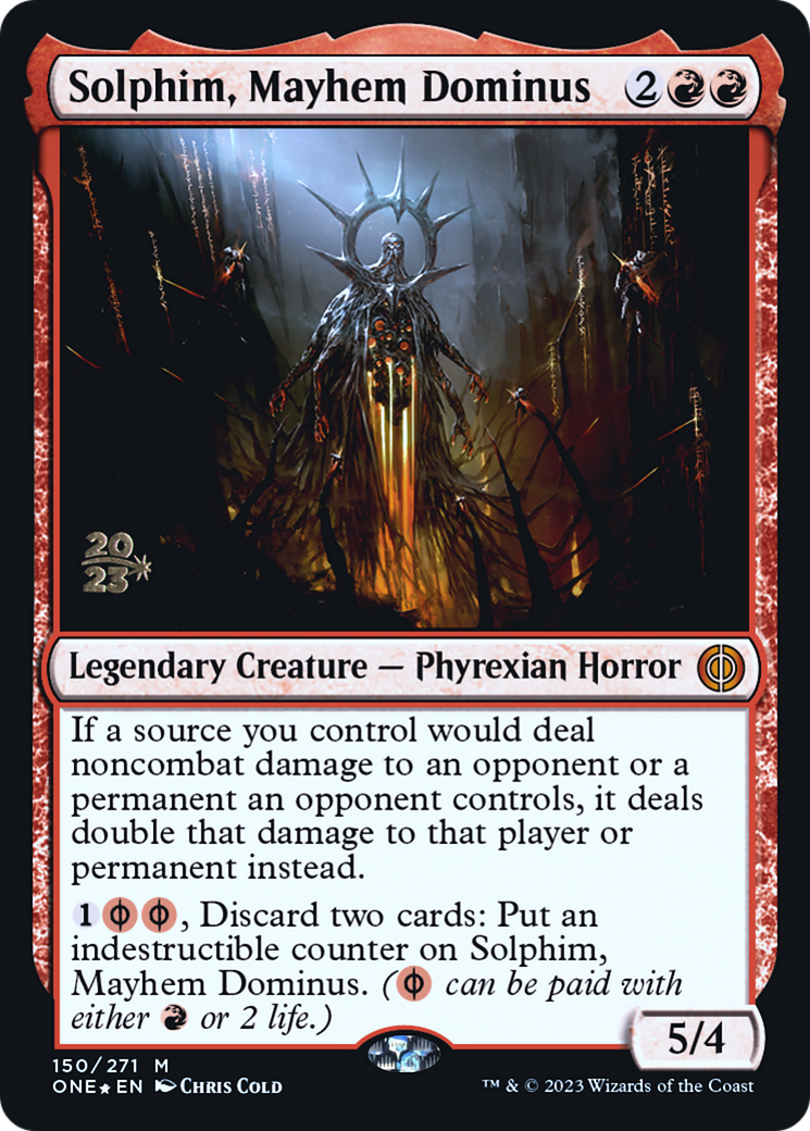 Solphim, Mayhem Dominus [Phyrexia: All Will Be One Prerelease Promos] | The Gaming-Verse