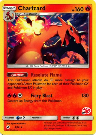 Charizard (3/70) (Charizard Stamp #39) [Battle Academy 2020] | The Gaming-Verse