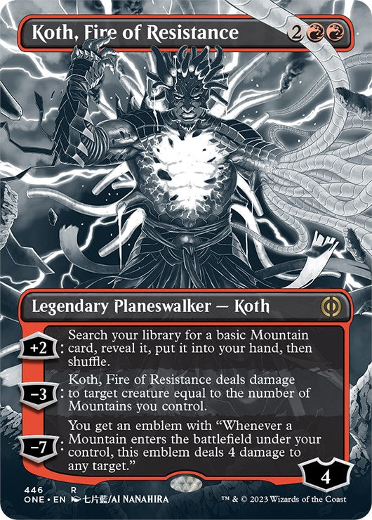 Koth, Fire of Resistance (Borderless Manga Step-and-Compleat Foil) [Phyrexia: All Will Be One] | The Gaming-Verse