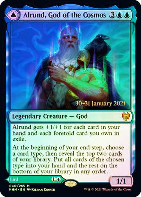 Alrund, God of the Cosmos // Hakka, Whispering Raven  [Kaldheim Prerelease Promos] | The Gaming-Verse