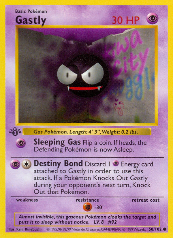 Gastly (50/102) (Shadowless) [Base Set 1st Edition] | The Gaming-Verse