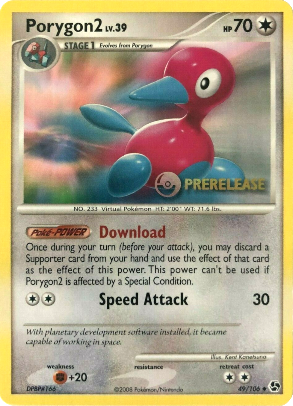 Porygon2 (49/106) (Prerelease Promo) [Diamond & Pearl: Black Star Promos] | The Gaming-Verse