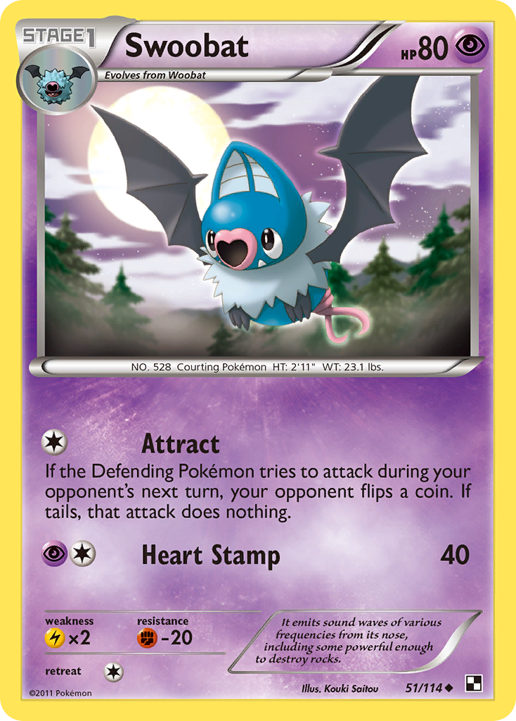 Swoobat (51/114) [Black & White: Base Set] | The Gaming-Verse