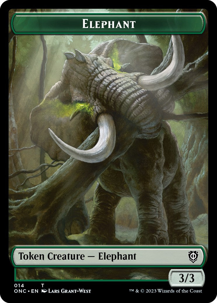 Human Soldier // Elephant Double-Sided Token [Phyrexia: All Will Be One Commander Tokens] | The Gaming-Verse