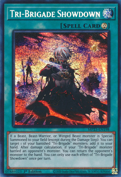 Tri-Brigade Showdown [MP23-EN198] Prismatic Secret Rare | The Gaming-Verse