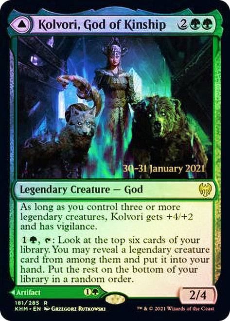 Kolvori, God of Kinship // The Ringhart Crest   [Kaldheim Prerelease Promos] | The Gaming-Verse