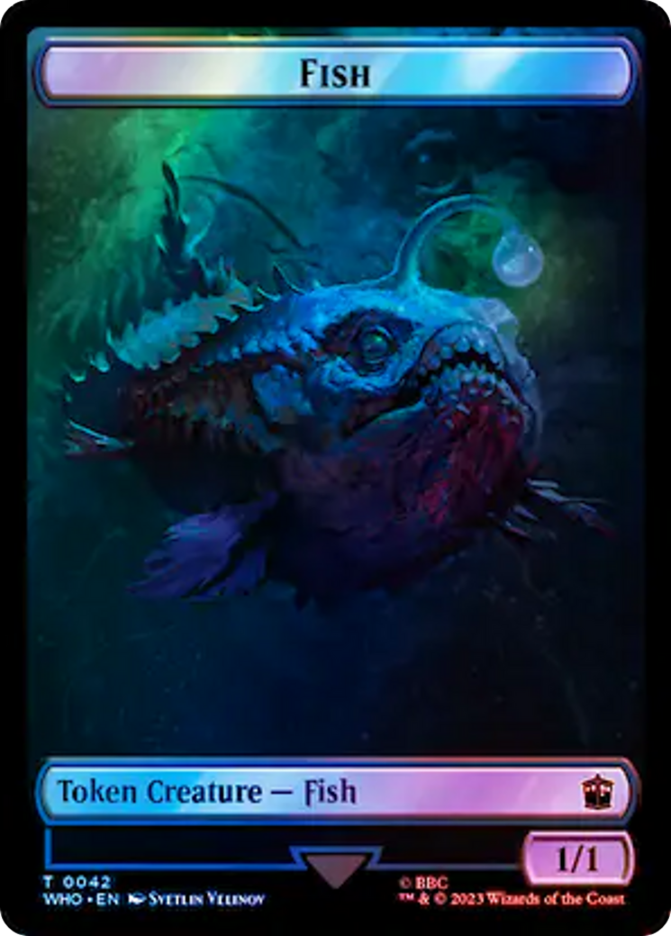 Fish // Alien Salamander Double-Sided Token (Surge Foil) [Doctor Who Tokens] | The Gaming-Verse